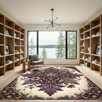 Ornate Plum Botanical Heirloom Medallion Rug