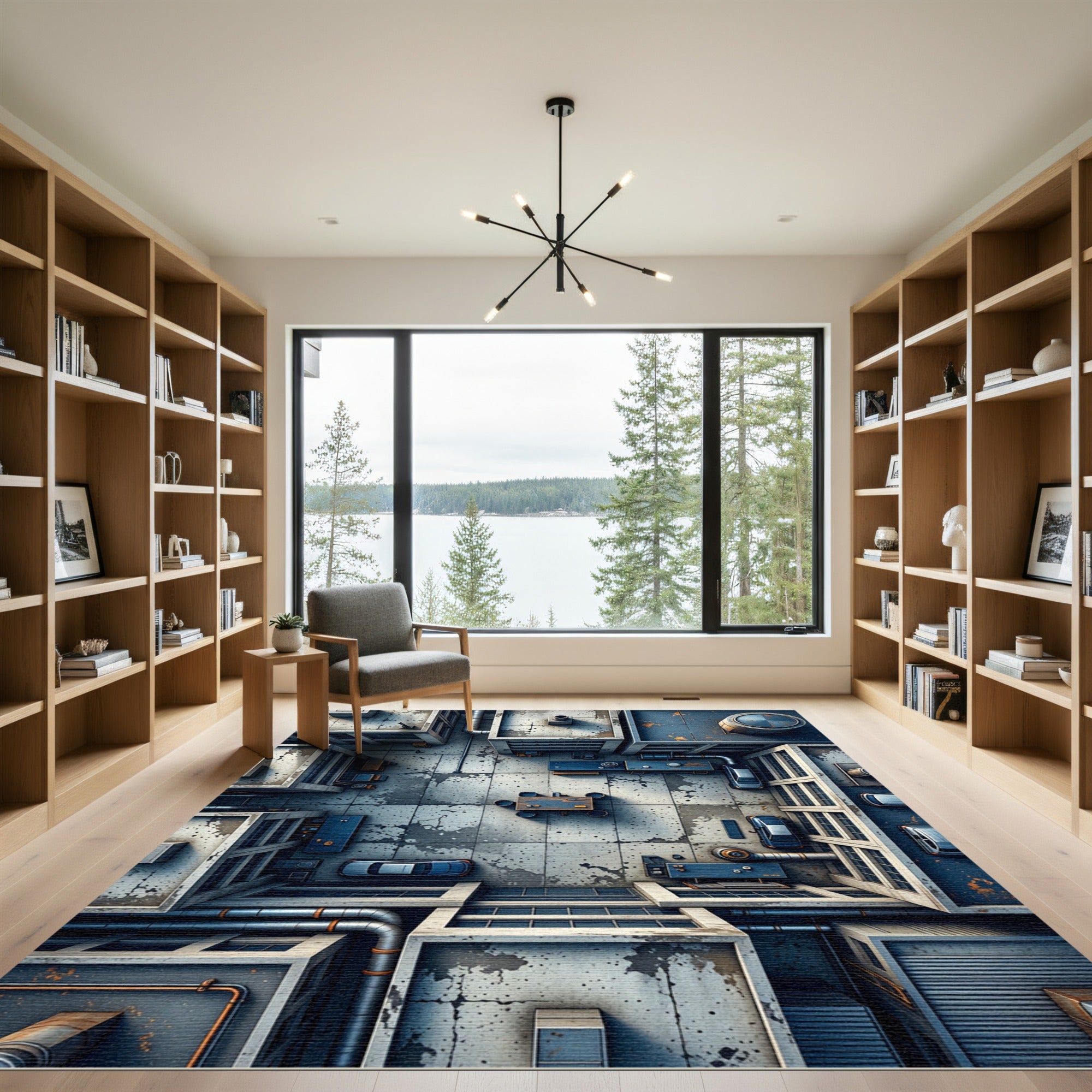 Urban Rooftop Industrial Concrete Texture Rug