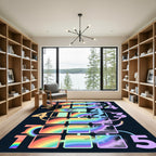 Vibrant Rainbow Numeric Grid Cosmic Art Rug