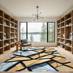 Cracked Stone Terracotta Blue Mosaic Rug