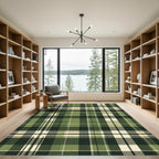 Classic Dark Forest Green Plaid Rug