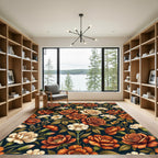 Autumnal Floral Rose Garden Rug