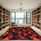 Crimson Red Triangles Geometric Composition Rug