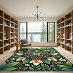 Emerald Green Floral Mandala Ornament Rug