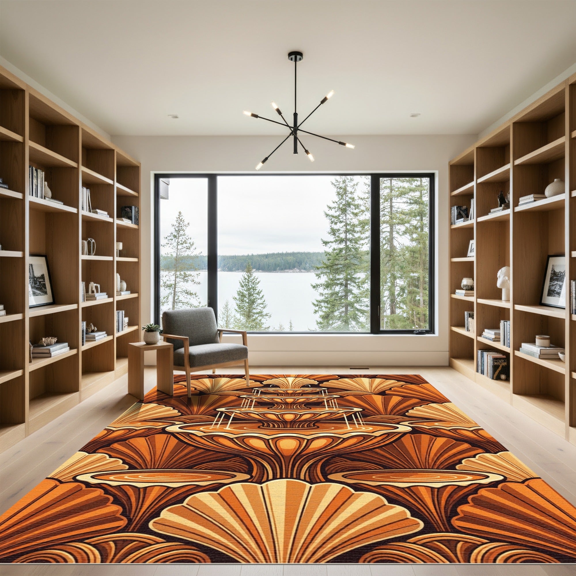 Orange Fountain Shell Geometric Rug