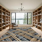 Modern Gold and Gray Intersecting Lattice Rug
