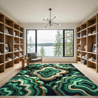 Emerald Green Gold Agate Layers Rug