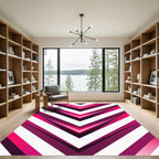 Vibrant Magenta Geometric Chevron Abstract Rug