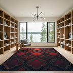 Elegant Crimson Ironwork Quatrefoil Medallion Rug