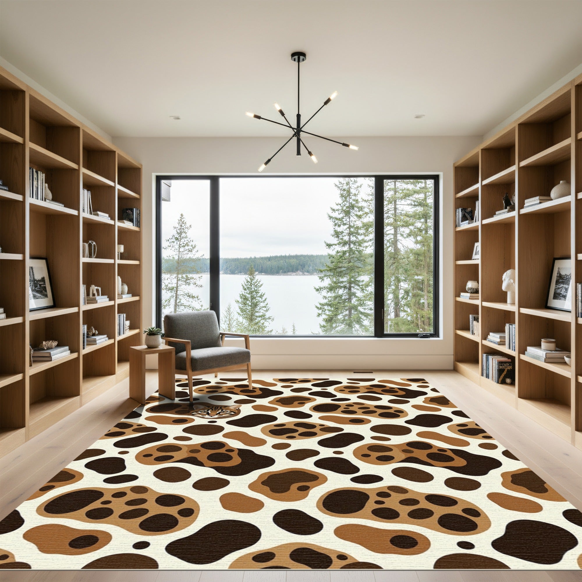 Spotted Feline Brown Abstract Shapes Rug