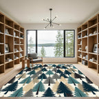 Modern Forest Pine Tree Evergreen Wallpaper Rug
