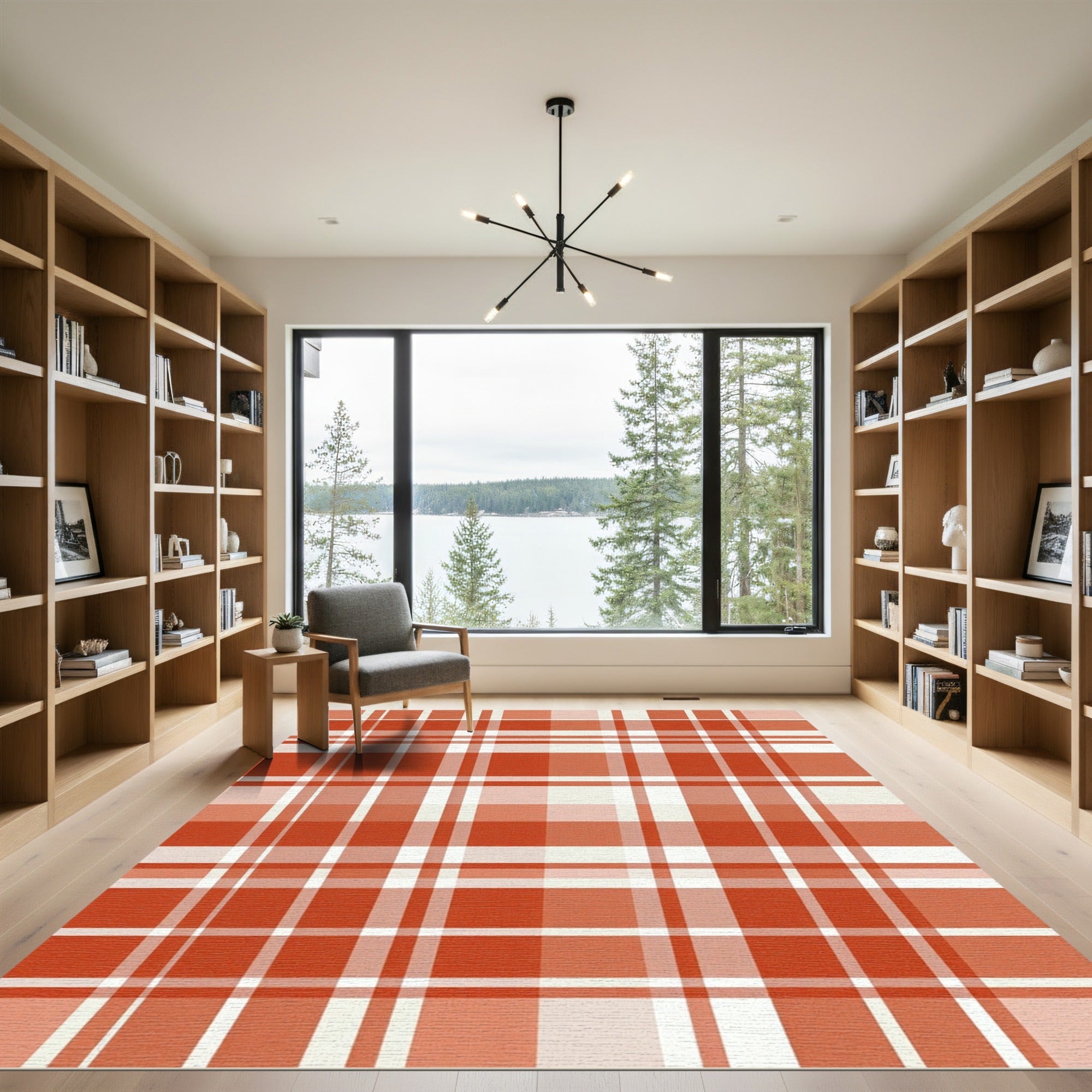 Terra Cotta Plaid Checkered Cotton Rug