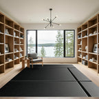 Dark Gray Modern Geometric Panels Rug