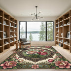 Vintage Pink Peony Medallion Floral Rug