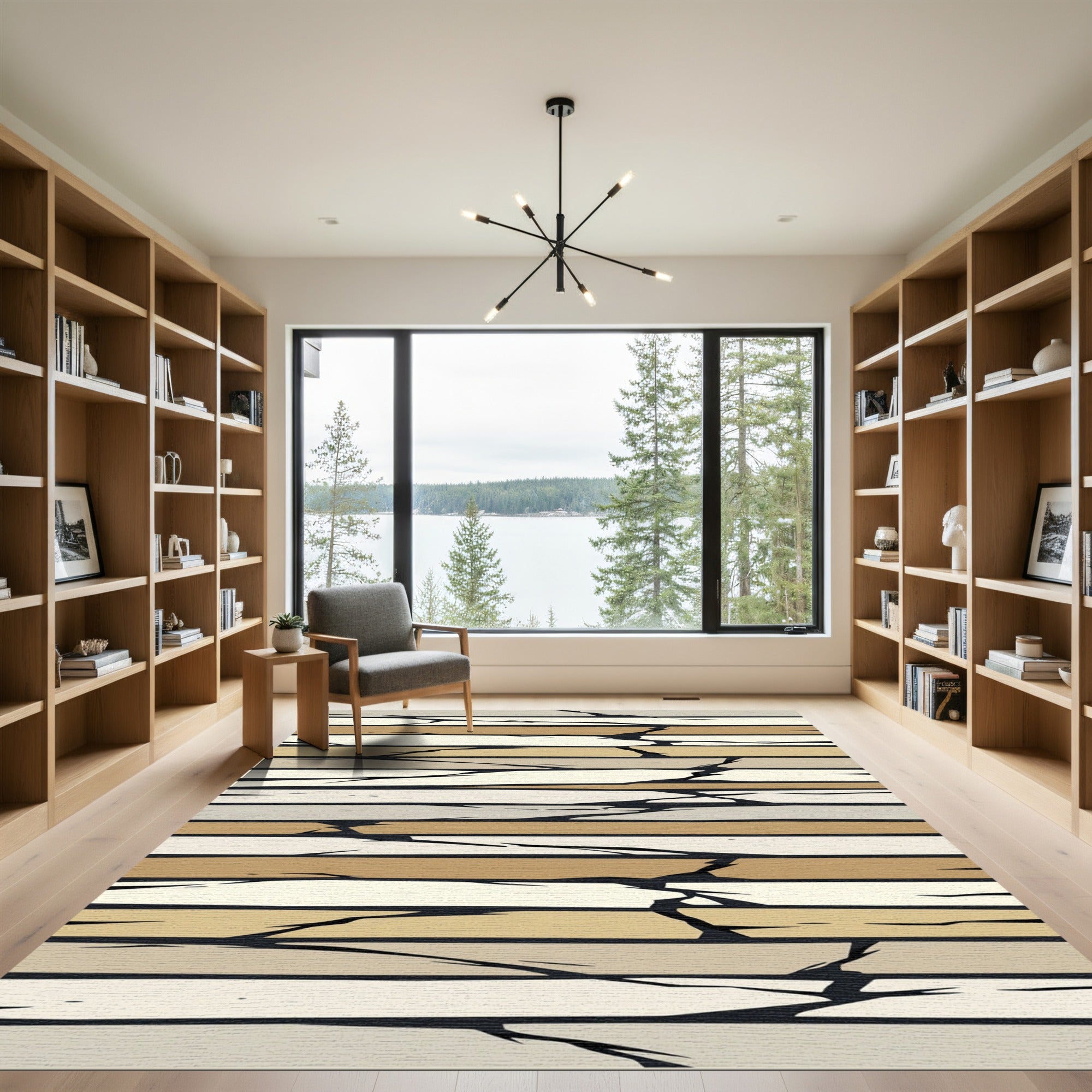 Earthy Tones Cracked Stone Stripes Rug