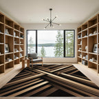Modern Bronze Intersecting Linear Abstract Rug