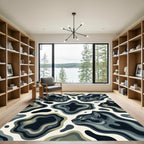 Abstract Charcoal Feline Fusion Liquid Art Rug