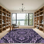 Deep Purple Floral Mandala Composition Rug