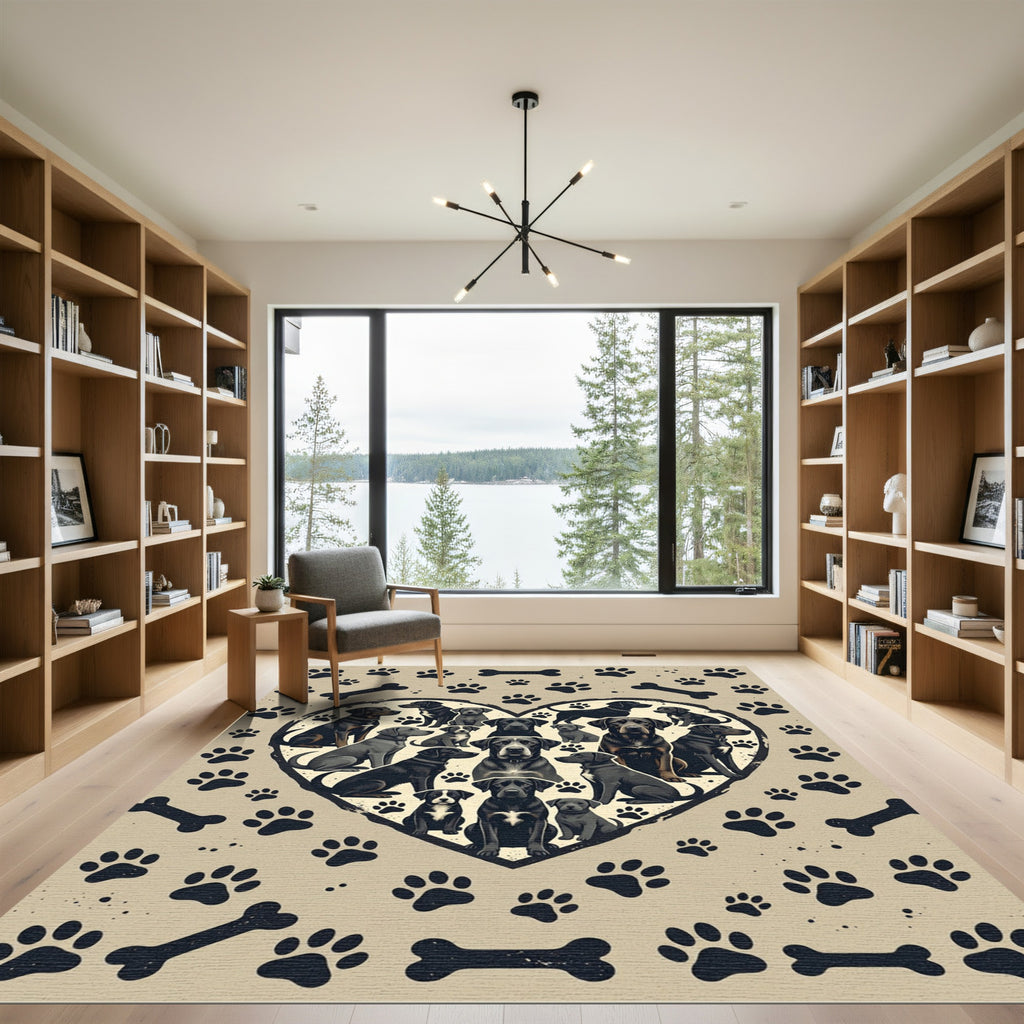 Heartfelt Black Labrador Paw Bone Rug