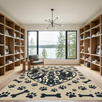 Heartfelt Black Labrador Paw Bone Rug