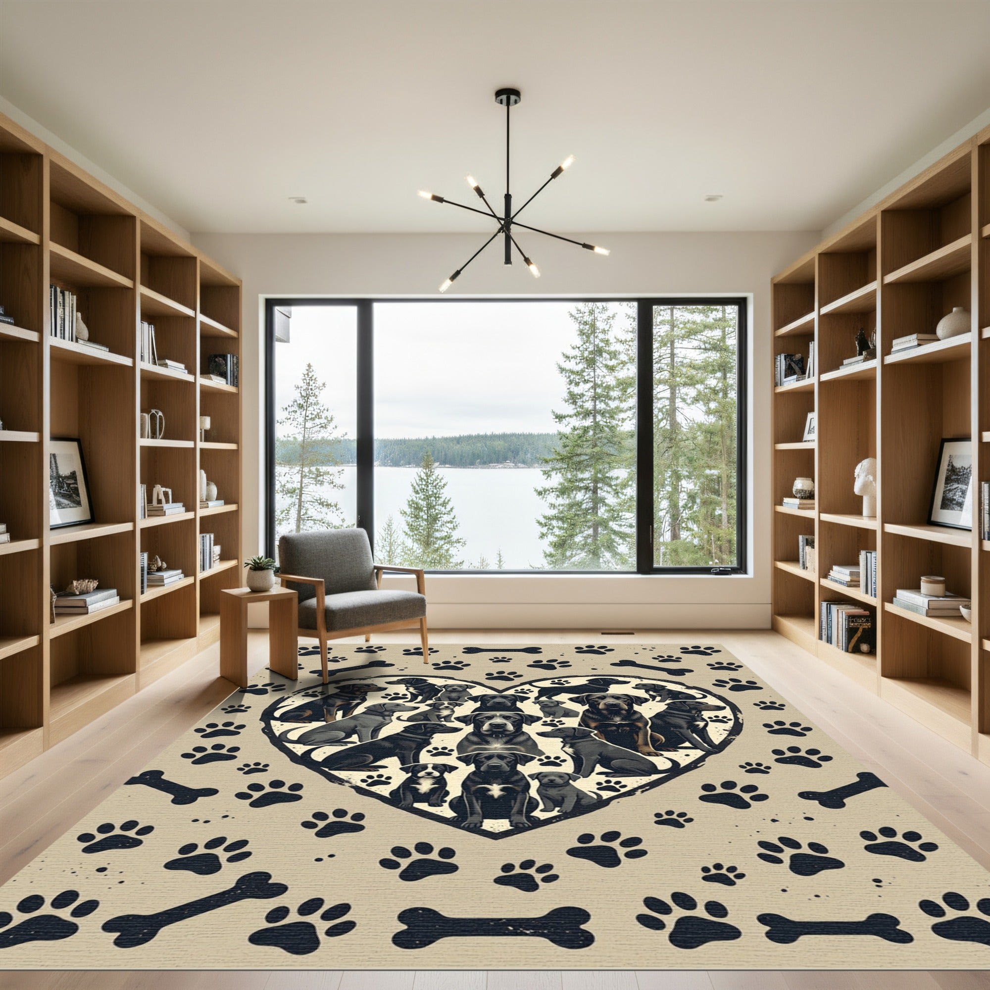 Heartfelt Black Labrador Paw Bone Rug