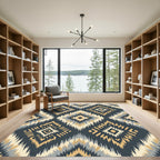 Tribal Diamond Geometric Warm Tones Rug