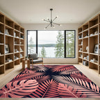 Coral Tropical Leaf Arrangement Rug