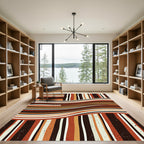 Earthy Retro Wave Striped Art Rug