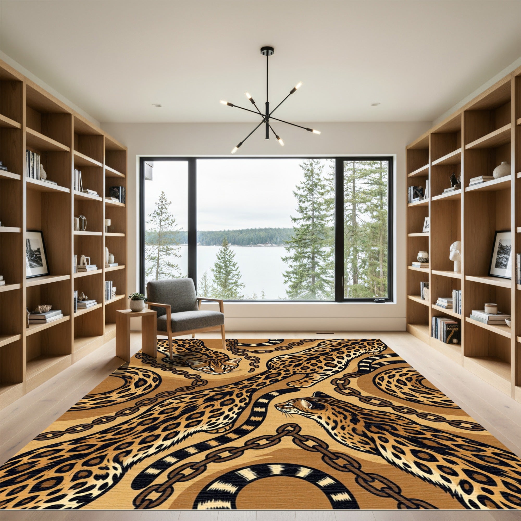 Ocelot And Golden Chain Art Rug