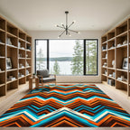 Vibrant Chevron Zigzag Turquoise Burnt Orange Rug