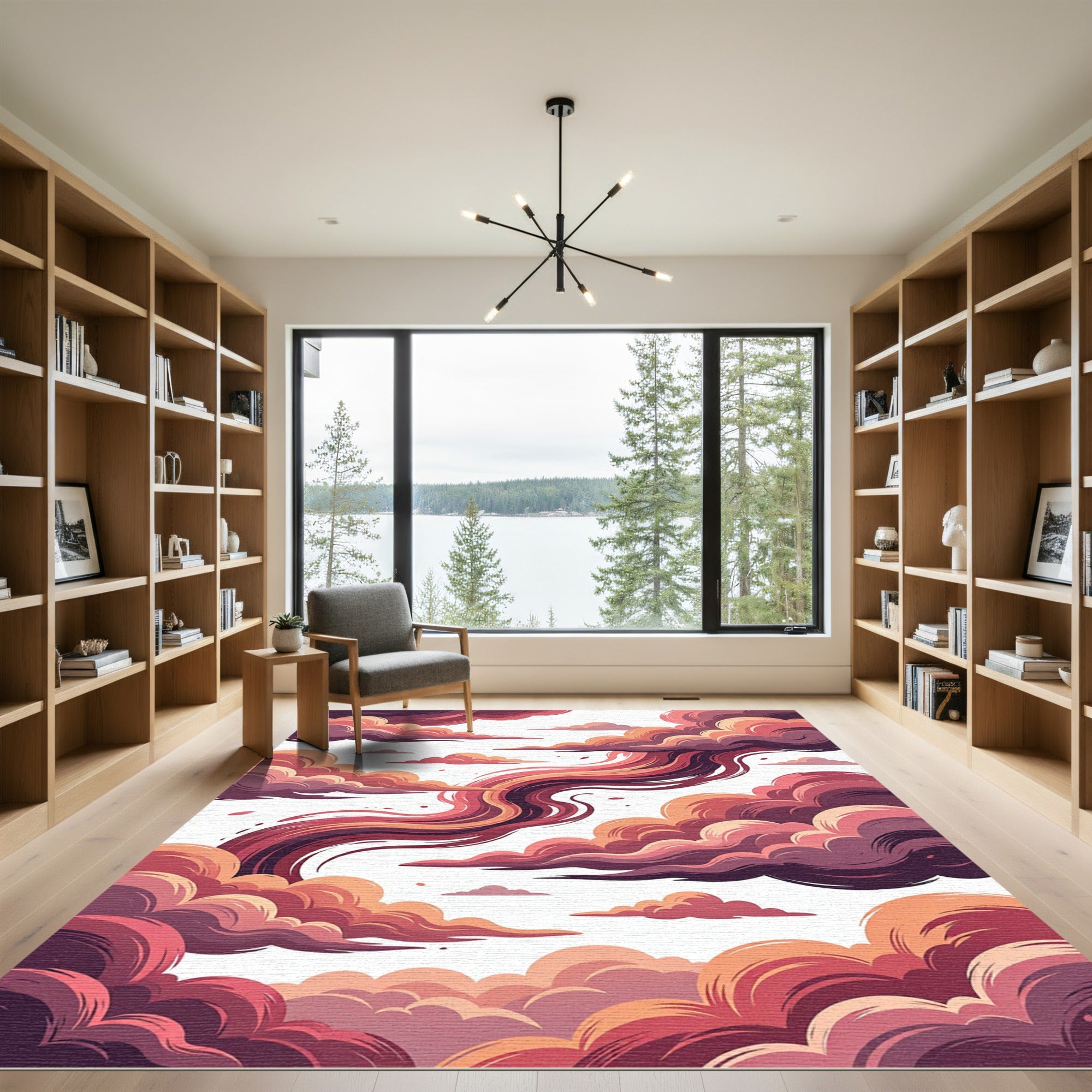 Crimson Swirl Cloudscape Vista Rug