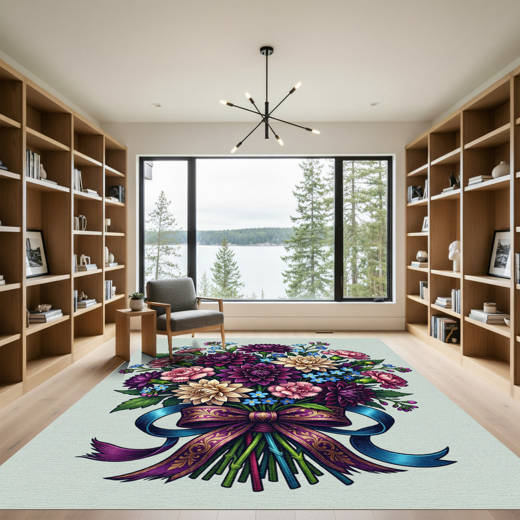 Dahlia and Carnation Botanical Bouquet Rug