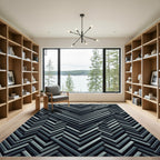 Sophisticated Gray Chevron Interlocking Geometric Rug