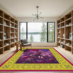 Crimson And Azure Warriors Border Rug