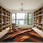 Earthy Bronze Abstract Cross Brushstroke Rug
