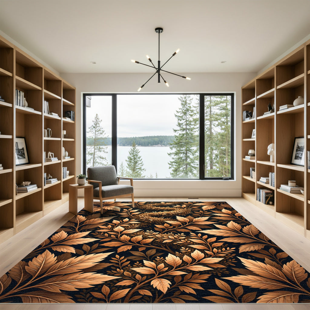 Golden Autumn Foliage Vine Arrangement Rug