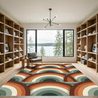 Retro Earthy Tone Rainbow Arc Area Rug