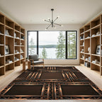 Rustic Copper Industrial Grid Rug