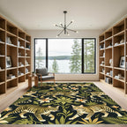 Jungle Cats Tropical Foliage Abstraction Rug