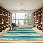 Coastal Blue Water Sand Layers Rug