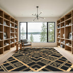Gold Black Geometric Tribal Diamond Rug
