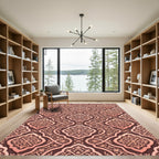 Rose Gold Quatrefoil Arabesque Pattern Rug