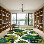 Emerald Forest Brushstroke Foliage Rug