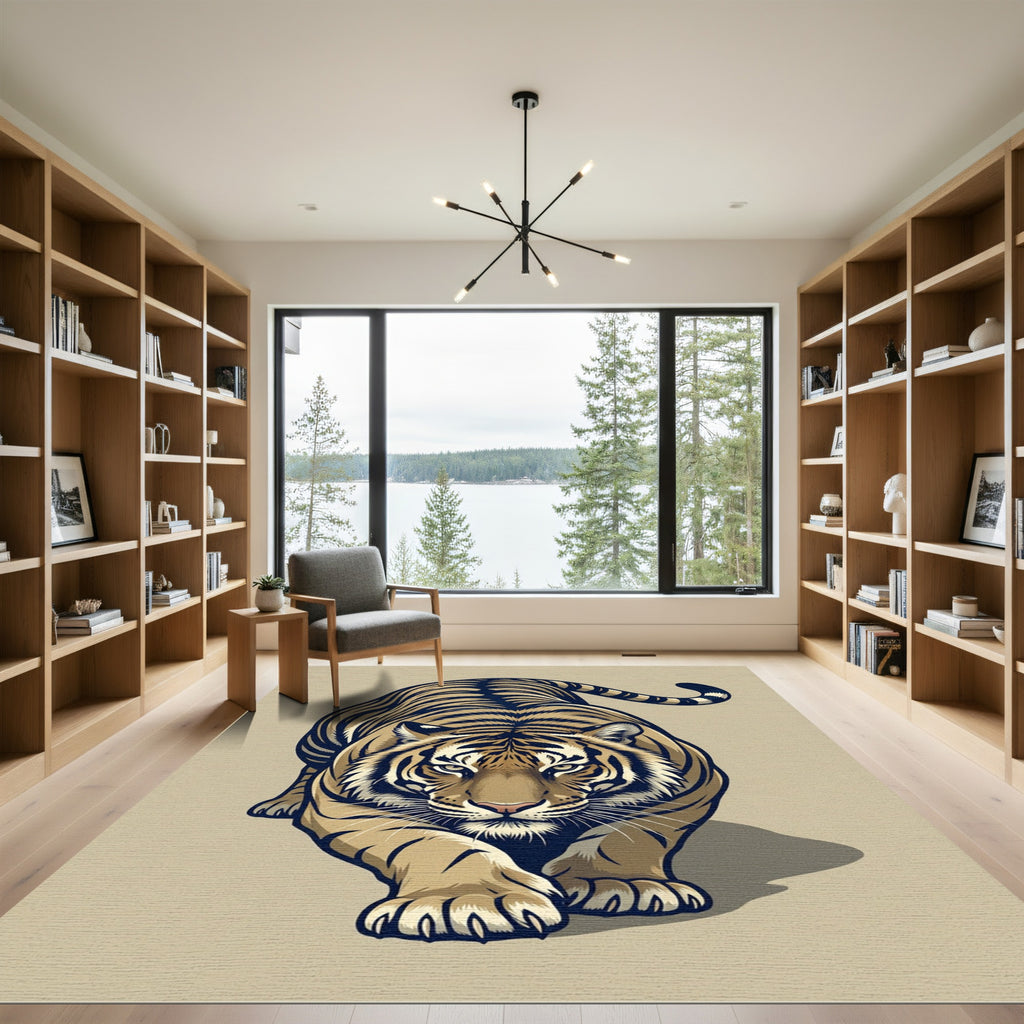Striking Realistic Tiger Stalking Area Rug