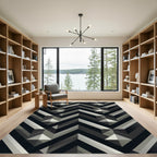 Monochrome Geometric Chevron Peak Abstract Rug