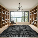 Gray Industrial Grid Structure Rug
