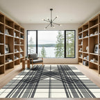 Monochrome Plaid Crossed Lines Grid Rug