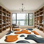 Modern Abstract Amber and Charcoal Blob Rug
