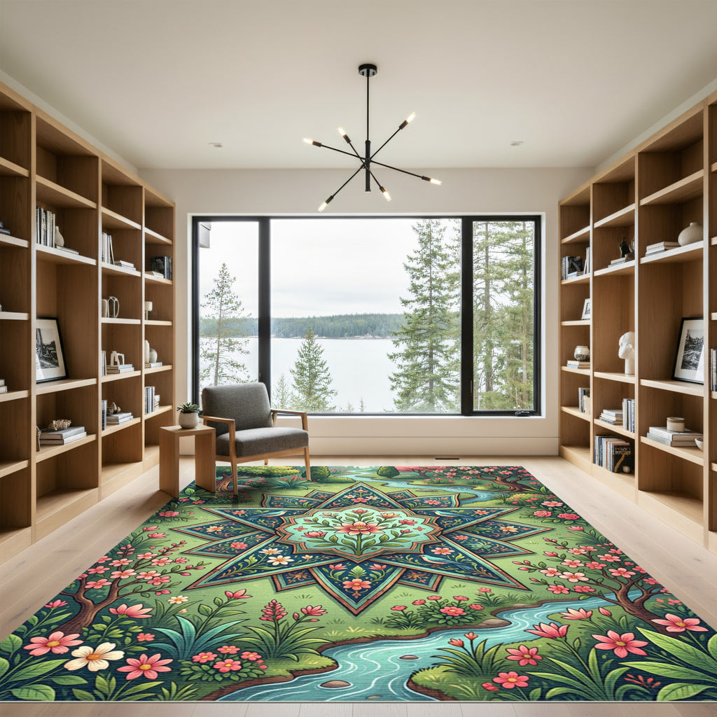 Botanical Star Medallion Spring Garden Rug