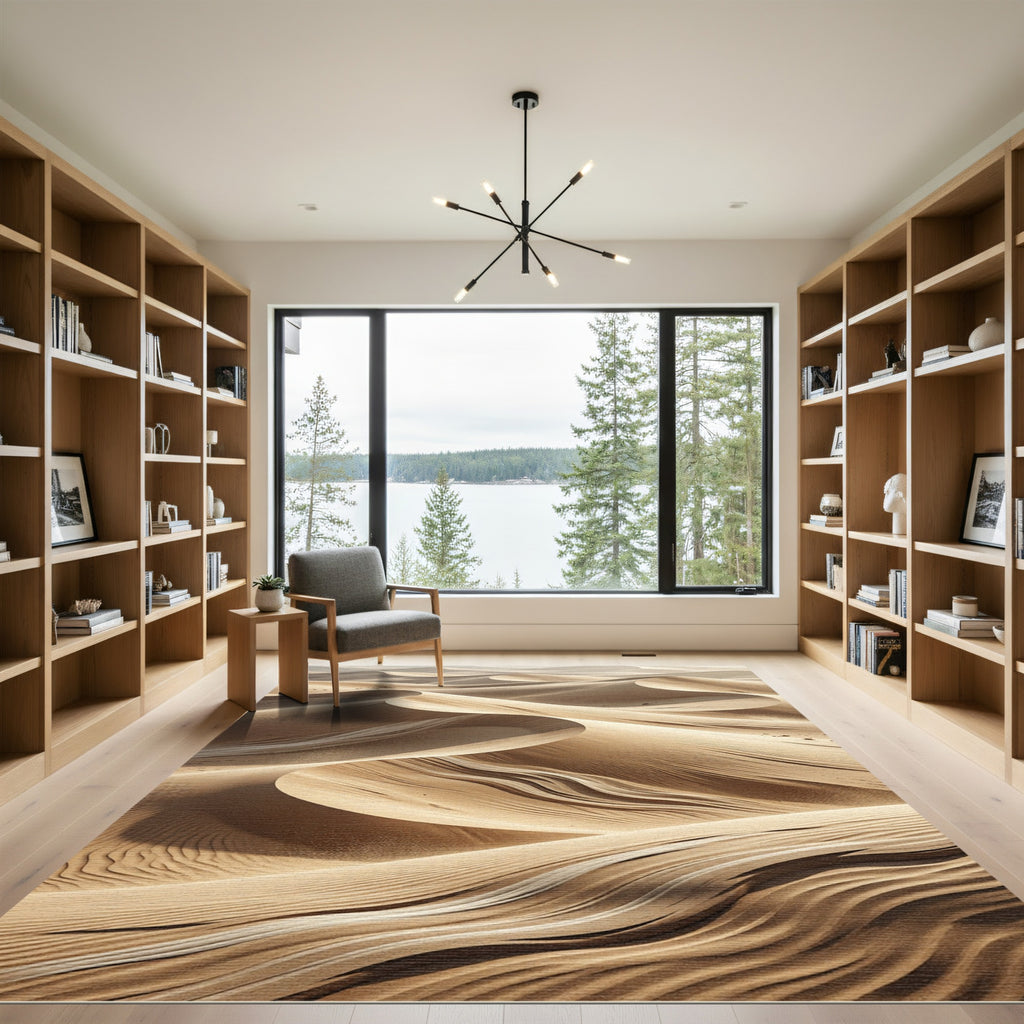 Golden Sandy Dune Swirls Rug